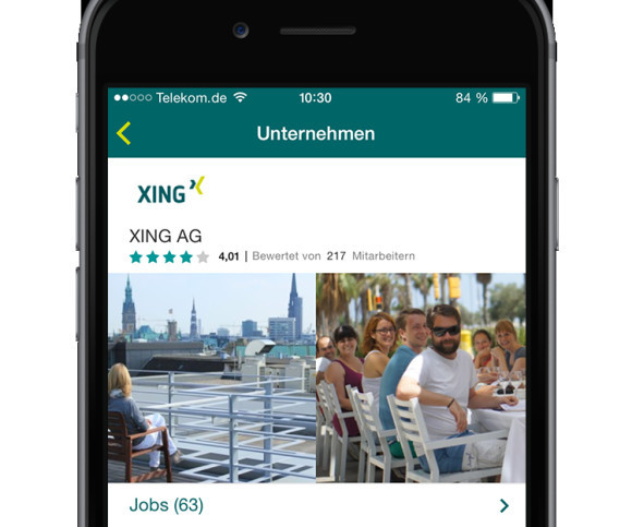 Handy mit Xing App Interface 