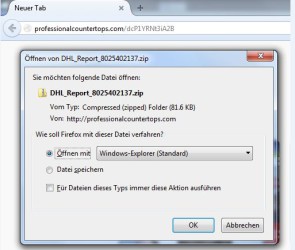 Beispiel DHL Malware ZIP-Datei