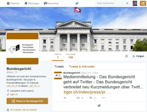 Schweizer Bundesgericht nutzt nun auch Twitter 