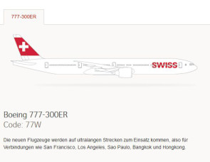 SWISS Boeing 777 mit Internet und Telefonie an Bord 