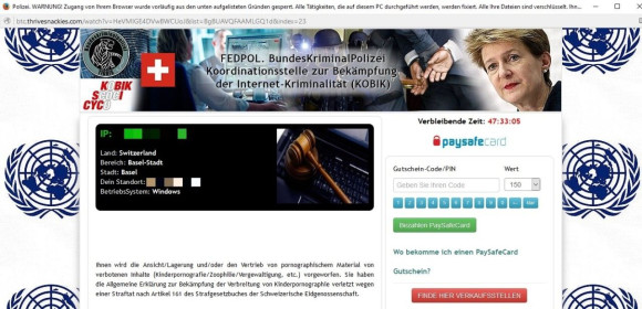 Neue Welle einer Police-Ransomware im Namen von fedpol/KOBIK  