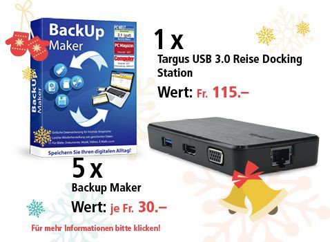 Am 3. Dezember USB 3.0 Reise Docking Station und BackUp Maker gewinnen 