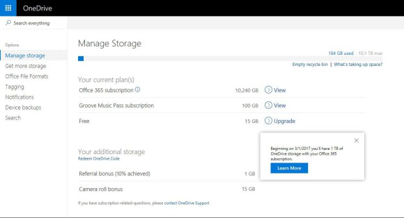 OneDrive: ab März nur noch 1 Terabyte für Abonnenten 