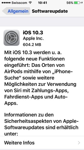 Das ist neu in iOS 10.3 