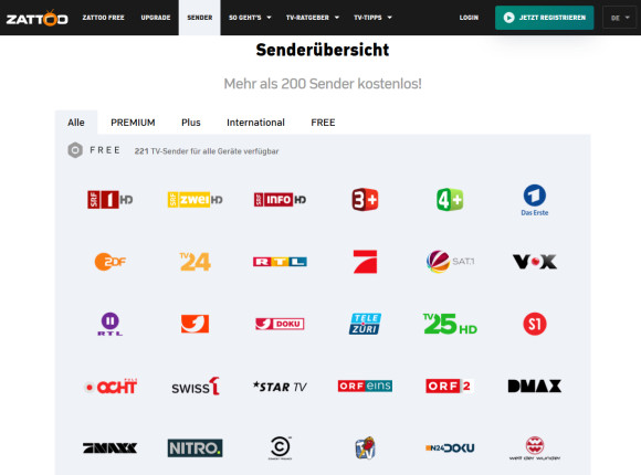 Zattoo baut Angebot um 26 neue TV-Sender aus 