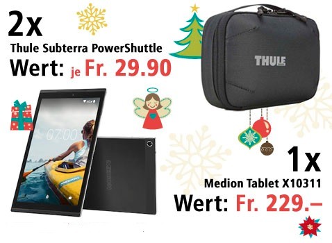 Am 1. Dezember ein Android Tablet und zwei Reisetaschen gewinnen. 