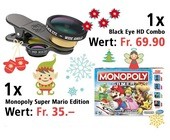 Am 4. Dezember eine Monopoly Super Mario Edition und eine Black Eye HD Combo gewinnen.