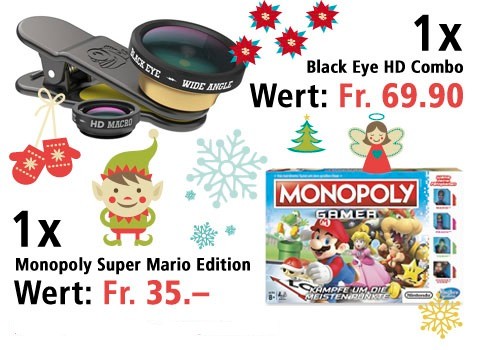Am 4. Dezember eine Monopoly Super Mario Edition und eine Black Eye HD Combo gewinnen. 