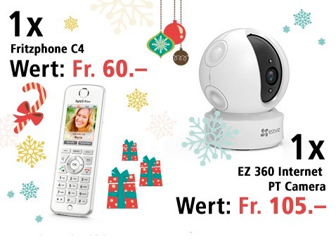Am 5. Dezember eine EZ360 Überwachungskamera und ein Fritzphone C4 gewinnen. 