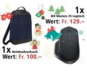 Am 8. Dezember eine Logitech MX Masters 2S und einen Newport 15” Notebookrucksack gewinnen.