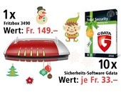 Am 11. Dezember eine Fritzbox 3490 und 10 G DATA Total Security Birthday Boxen gewinnen.