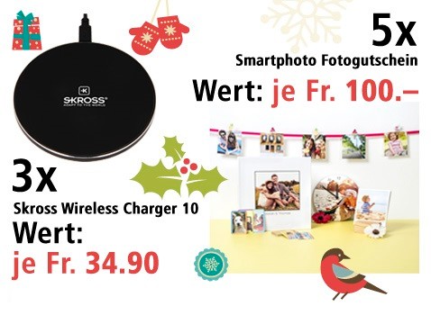 Am 18. Dezember Gutscheine für Smartphoto-Fotoprodukte und Skross Wireless Charger 10 gewinnen 