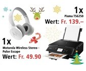 Am 20. Dezember Canon Pixma TS6250 Multifunktionssystem und Motorola Wireless Stereo - Pulse Escape Kopfhörer gewinnen