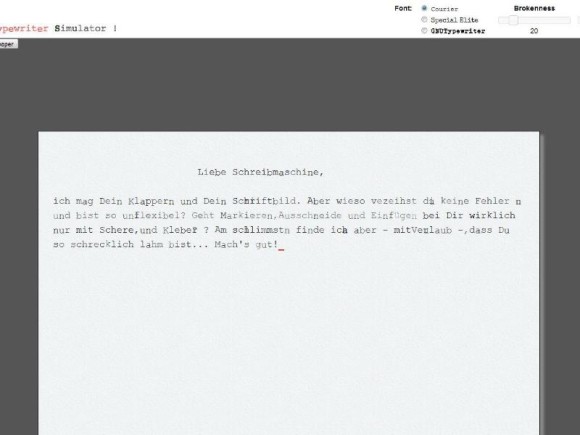 Tippen ohne Backspace mit dem Schreibmaschinen-Simulator 