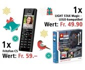 Am 22. Dezember ein Fritz!Fon C5 und LIGHT STAX Magic - LEGO-kompatibel gewinnen