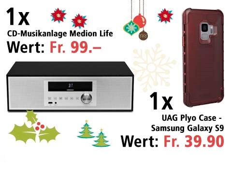 Am 23. Dezember eine CD-Musikanlage MEDION LIFE P64301 und ein UAG Plyo Case gewinnen 
