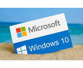 Windows-10-Schild im Sand