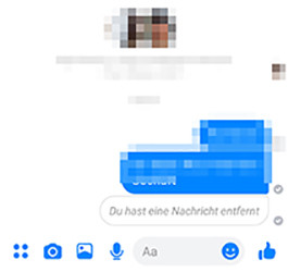 So sieht es aus, wenn die Nachricht nach dem Versand gelöscht wurde