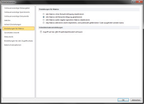 Makro-Einstellungen in MS Office