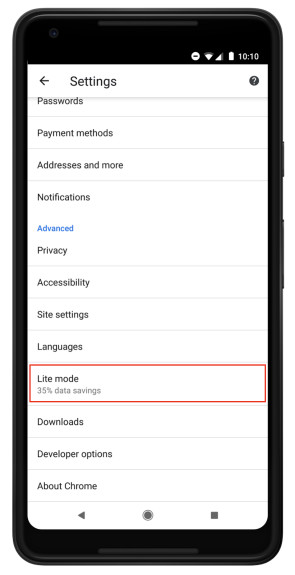 Lite Mode in Chrome