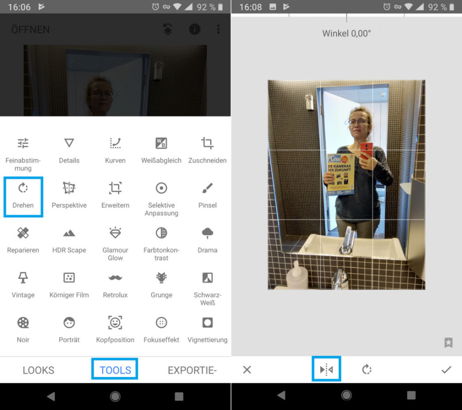Android Ios Wie Spiegelt Man Schnell Ein Foto Onlinepc Ch
