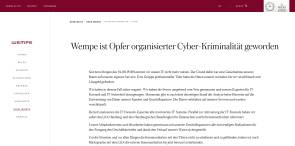 Information auf Wempe Webseite über Cyberangriff