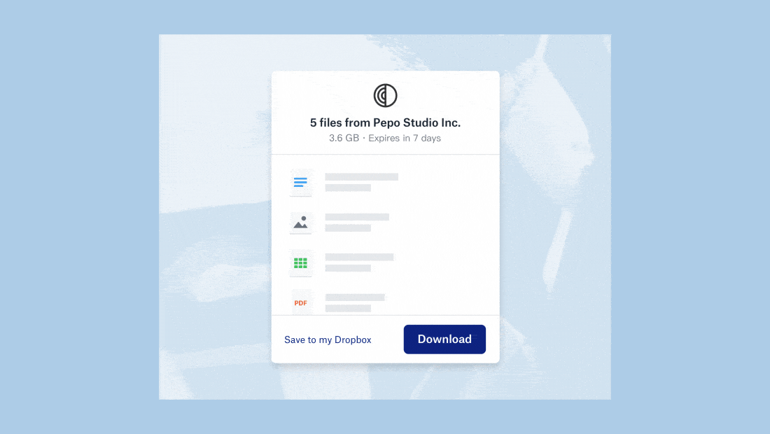 Dropbox Transfer mit Branding