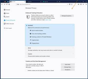 Einstelllungen für die erweiterte Tracking Protection in Firefox