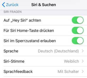 Siri-Einstellungen