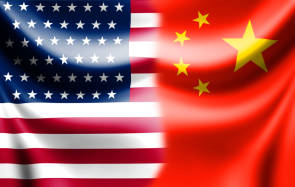 Flags of USA and China 