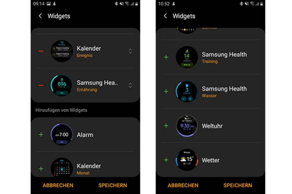 Samsung Galaxy Watch Active 2 Widgets hinzufugen onlinepc.ch