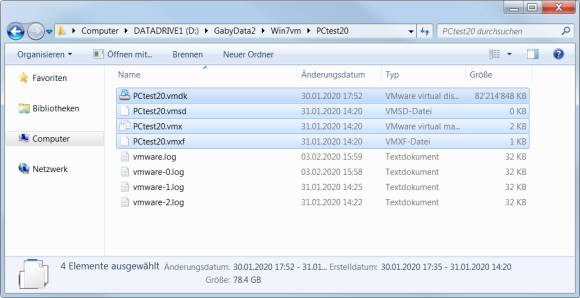 Das sind die Dateien (natürlich mit anderem PC-Namen), die Sie auf den Windows-10-PC kopieren müssen. Die .log-Dateien lassen Sie weg.