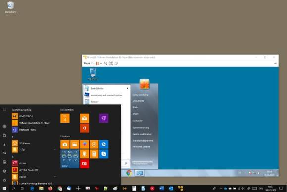 Windows 7 in der virtuellen Maschine unter Windows 10 