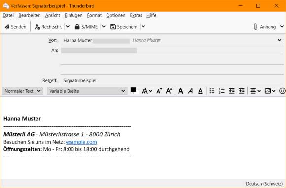 Gestalten Sie die Signatur in einer E-Mail, die Sie verfassen, aber nicht abschicken
