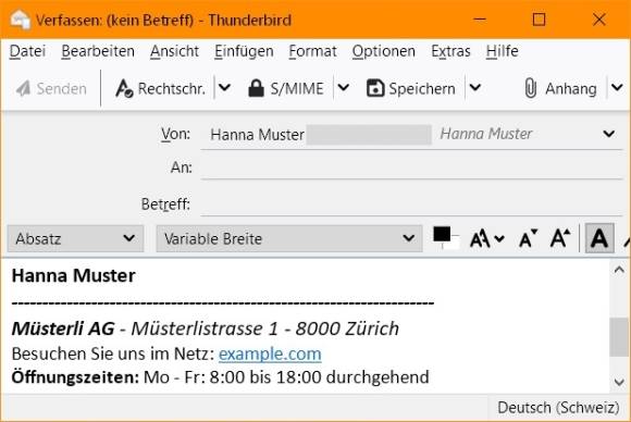 HTML-Signatur in Thunderbird gestalten 