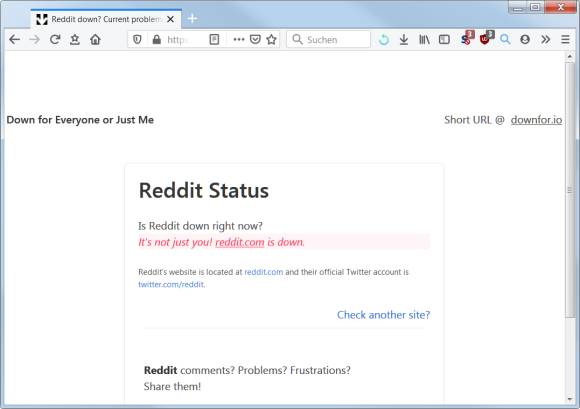 Downfor.io meldet: Jawohl, Reddit ist tatsächlich down