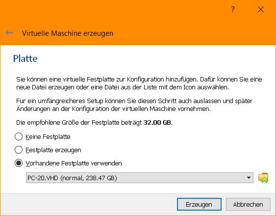 Weisen Sie der virtuellen Maschine ihre .vhd-Datei als virtuelle Festplatte zu Weisen Sie der virtuellen Maschine ihre .vhd-Datei als virtuelle Festplatte zu