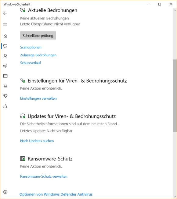 Einstellungen zu Windows-Defender-Funktionen