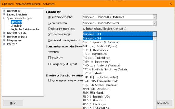 LibreOffice Calc kennt kein «Fr.»