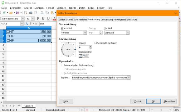 Selbiges in LibreOffice Calc