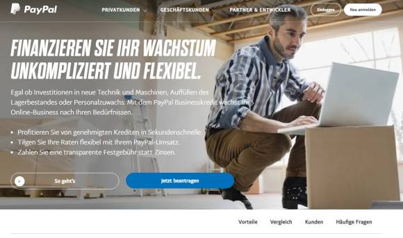 Paypal Finanzierungsangebot