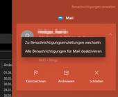 Anhand des Icons erkennen Sie, dass diese Benachrichtigung von der App namens Mail stammt