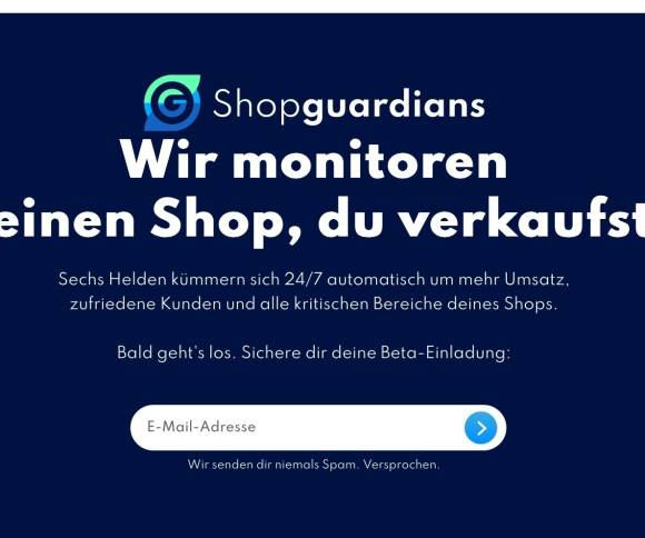 Landing Page Shopguardians.de 