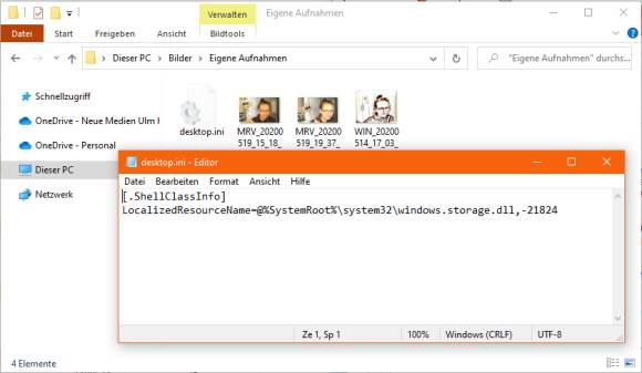 So muss die desktop.ini im Ordner Camera Roll aussehen