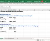 Excel-Screenshot mit Arbeitstag-Berechnungen