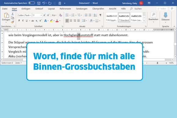 Aufmacherbild mit Word-Beispieltext 