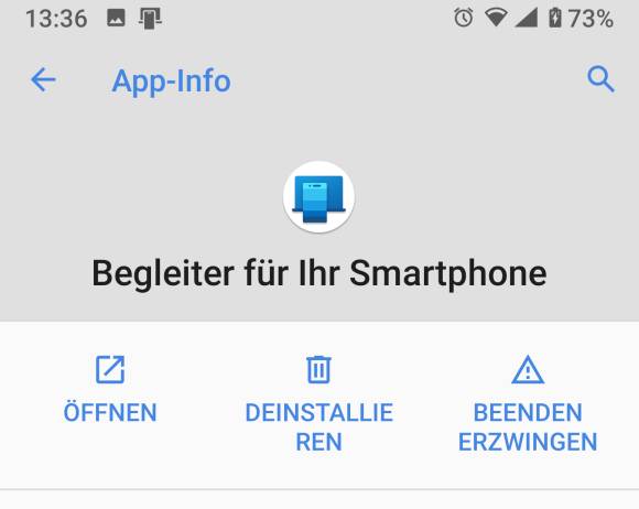 Screenshot mit Button Beenden erzwingen