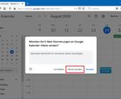 Googles Rückfragefenster beim Löschen eines Kalendereintrags