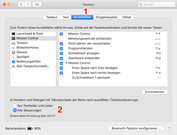Damit wird die Tastatursteuerung deutlich erweitert