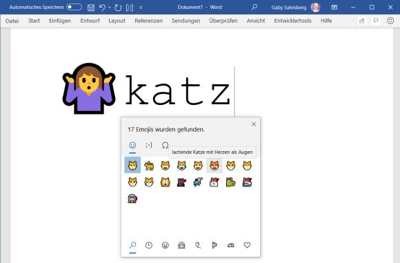 Screenshot mit Emoji-Suchresultat